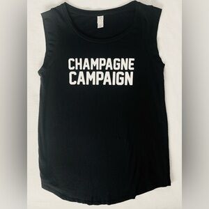 Alternative Apparel Black Sleeveless Top with 'Champagne Campaign' Print Size L